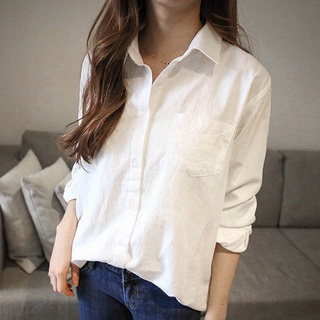 Mujer blusas 2017 otoño primavera mujer camisa blanca Turn Down cuello manga larga Tops Casual algodón blusa