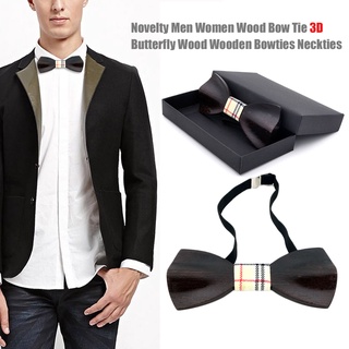 Novelty Men Women Wood Bow Tie 3D Butterfly Wood Wooden Bowties Neckties