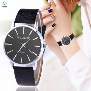 Elegant Men Business Watch Round Dial Quartz Watch with Faux Leather Band Couple Watches