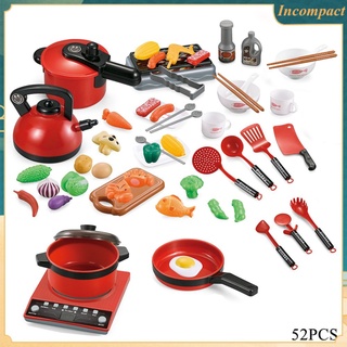Kids Pretend Play Toys Kitchen Cooking Set with Cookware Pots and Pans Set, Cutting Food,Kitchen Induction Cooker Toys incompact