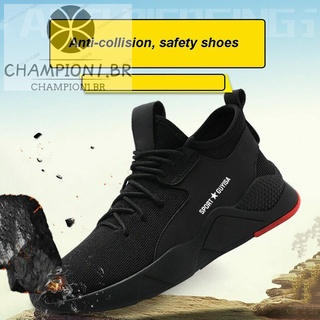 1 par de zapatillas de deporte resistentes de seguridad zapatos de trabajo transpirable antideslizante prueba de pinchazos para hombres (3)
