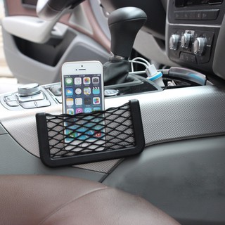 soporte de malla para coche mediano, adhesivo, bolsillo, bolsa de teléfono, color negro (1)