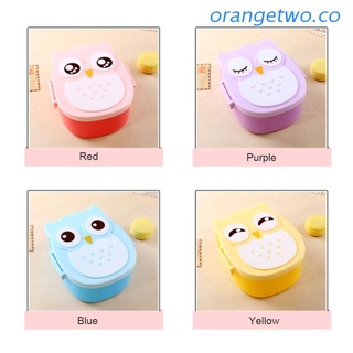 orangetwo Reusable Cartoon Owl Mini Lunch Bento Box with 2 Compartments for Kids and Adults Plastic Crisper Sealed Lunch Boxes (1)
