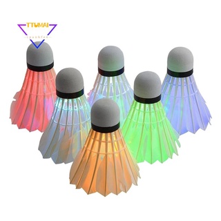 6Pcs LED Badminton Ball Goose Feather Glow in Night Colorful Lighting Balls Outdoor Entertainment Sports Accessories