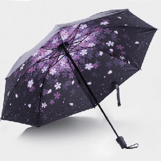 Pequeño paraguas negro cielo estrellado creativo vinilo sol protector solar plegable manual fresco soleado lluvia personalización (8)