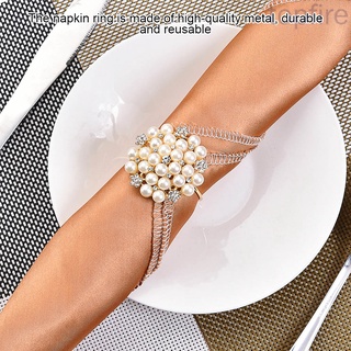 [Topfire] 12 unids/bolsa hebillas de servilletas de diamantes de imitación de perlas servilletas titulares de decoración de Metal banquete toalla anillos
