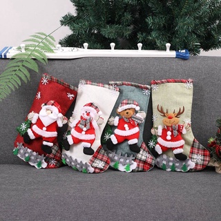 4pcs medias de navidad tela pequeñas botas de regalo bolsas adornos fiesta decoración del hogar navidad niños regalo bolsa de caramelo