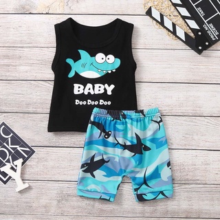 Infant Baby Boy Kid Cartoon Letter Printed Vest Tops+Shorts Outfits Set