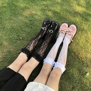 Est japonés Lolita dulce volantes de encaje rodilla alta pila calcetines hueco red corazón patrón medias elásticas sirvienta Cosplay disfraz para mujeres niñas (1)