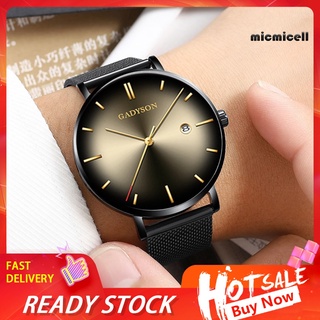 sb reloj de pulsera de cuarzo con correa de malla redonda con pantalla analógica para hombre a la moda