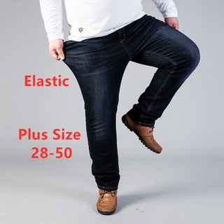 [en] Pantalones vaqueros Saiz Besar 4850 rectos Terbaru moda hombres elásticos pantalones largos más el tamaño Casual pantalones de mezclilla