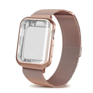 caso correa de reloj para apple watch 6 se 5 4 44 mm 40 mm milanese loop pulsera de acero inoxidable banda para apple watch 3 2 1 42 mm 38 mm