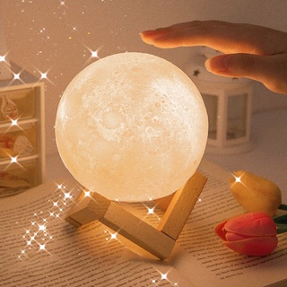 Lámpara de sobremesa LED en forma de luna para el hogar Luz de noche 8cm con soporte
