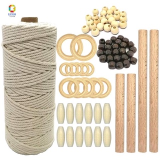 juego de cuerdas de algodón macrame con cuentas de madera anillos para colgar plantas (1)