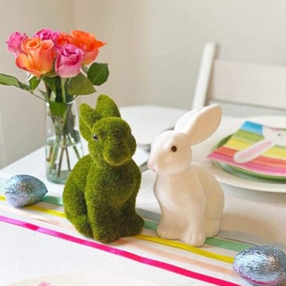 Resin Flocking Rabbit Easter Handmade Animal Ornaments Easter Gifts And Crafts