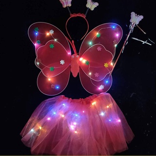 Cosplay flash nueva mariposa emisora de luz 20 luces de juguete para niños vacaciones de hadas varita princesa alas conjunto