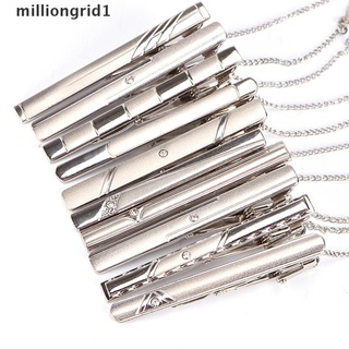 [milliongrid1] clip de corbata de plata para hombre, acero inoxidable, cierre liso, broche, clips de joyería caliente