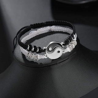 Nuevas pulseras de mejor amigo para 2 coincidencias Yin Yang cordón ajustable pulsera para Bff amistad relación novio novia regalo de san valentín