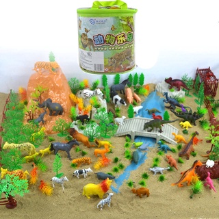 100 unids/Set Wild Animal Zoo Set de regalos para niños Jungle Forest Animal modelo de juguete