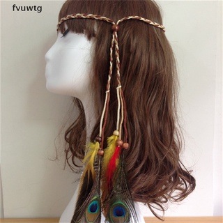 fvuwtg bohemian pavo real pluma trenzada diadema pelo bandas accesorios para niñas co