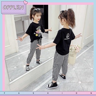 Opplen ropa de niña verano nuevo casual manga corta Capris + camiseta niños de dos piezas conjunto