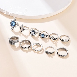 Set De anillos De 11 piezas/joyería/joyería/joyería con Forma De Flor Estilo Boho/Azul/Azul (2)