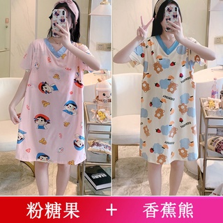 Pijama de verano para mujeres embarazadas ropa de enfermería ropa de parto postparto fino manga corta vestido de enfermería verano maternidad camisón (5)