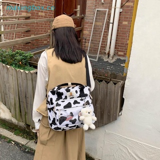 maxin simple vaca impresión mochila de gran capacidad bolso multiusos mujer salvaje bolso de hombro adolescente portátil de viaje