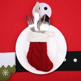 Navidad de punto calcetines cubiertos Set/sumini suministros de cocina/Mini calcetines de lana caramelo vajilla bolsa/Xmas árbol colgante decoración (7)
