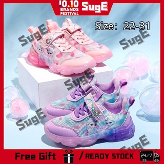[Suge]Zapatos para niños Elsa niñas luz princesa zapatos luminosos niños kasut frozen Sepatu Flash LED zapatos