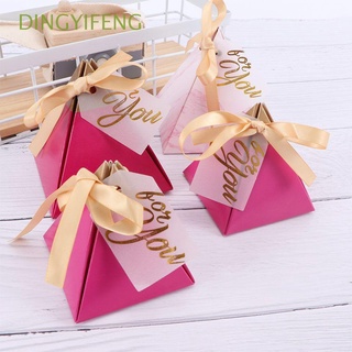 Dingyifeng Triangular pirámide caramelo caja dulce caramelo cajas de boda favores rosa papel rojo caja de embalaje bolsa decoración bolsas de Chocolate