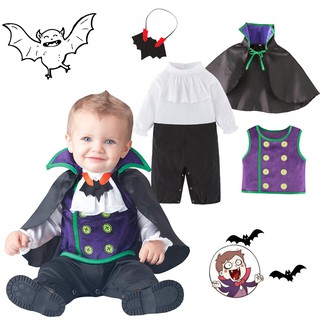 4Pcs bebé niño vampiro juego de rol disfraz de Halloween bebé murciélago mameluco