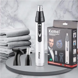 Kemei KM-6651 2021 nuevo 3 en 1 eléctrico nariz oreja Trimmer maquinilla de afeitar para hombres afeitadora recargable removedor de pelo cejas Trimmer eliminación de afeitar