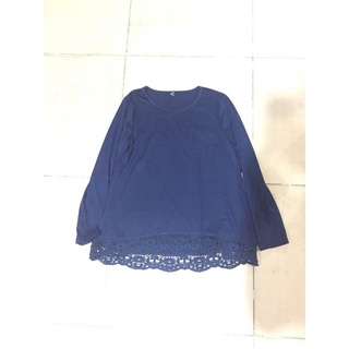 [0824] Stitching Lace T-shirt O-Neck Long Sleeve Casual Top Solid Color Loose T-shirt