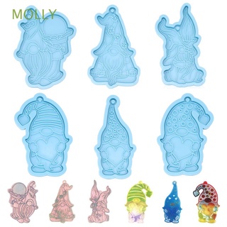 MOLLY Faceless Doll Christmas Keychain Molds Resin Crafts Silicone Moulds Garden Elves Mold Little Dwarf Candy Chocolate Pendant Cake Tools Merry Christmas Clay Mold Jewelry Making Tool