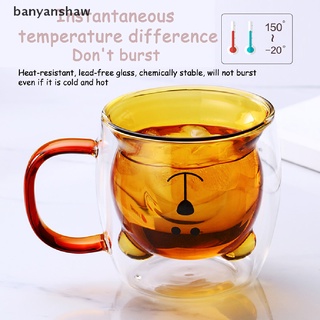 banyanshaw creative lindo oso tazas de café doble taza de vidrio animal leche jugo taza de té taza co