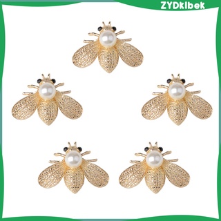 5 x botones decorativos con forma de abeja de aleación de cristal perla de espalda plana adornos