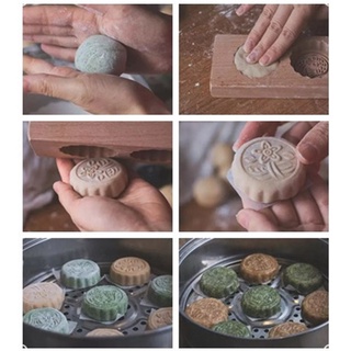 Sc molde de madera para tartas de luna, 3D, flor, pastelería, herramienta para hacer Mung Bean Ice Skin Fondant molde (7)
