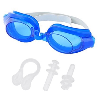 vacío mujeres hombres adultos impermeable anti niebla natación gafas conjunto de protección uv amplia vista ajustable gafas con clip de nariz tapón de oreja (9)