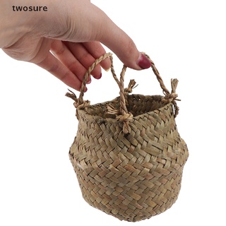 twosure cesta de vientre de pasto marino cesta de almacenamiento de mimbre plegable para plantas, maceta, decoración de jardín twosure (5)