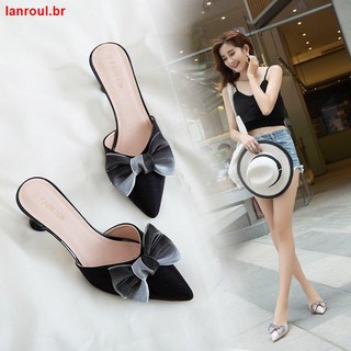 Sandalias y pantuflas para mujer 2021 nuevo Arco dulce Baotou calcetines De tacón Alto talón gruesos mullidas