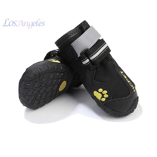 ♞4 zapatos impermeables para perros para mascotas, antideslizantes, luminosos, para cachorros (negro 2) (1)