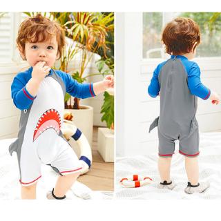1-7y niños trajes de baño de dibujos animados tiburón traje de baño pakaian renang kanak-kanak ropa (4)