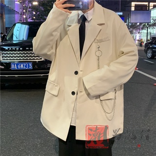 [Trendy Boy Pretty] Otoño ins Diseño Sentido Cadena Traje Chaqueta Hombres Versión Coreana Moda Estilo Hong Kong Suelto Casual Pequeño