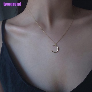 [twogrand] nueva moda dulce luna chapado en plata joyería temperamento Crescent clavícula cadena (4)