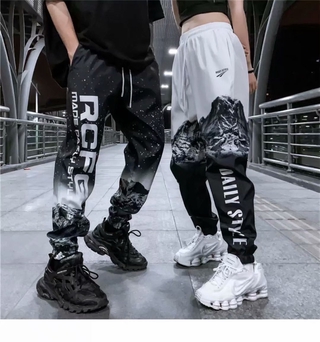 Street sports hip hop hiphop pantalones largos masculinos ins marea marca impresión letras tendencia viga pantalones casual pantalones de los hombres