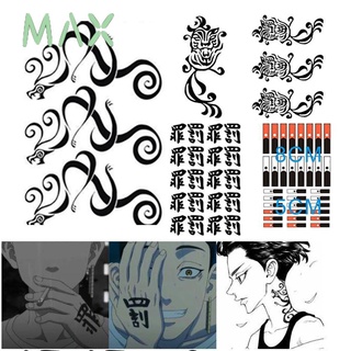 max temporal tokyo revengers fácil de limpiar decoración individual tatuaje pegatinas de transferencia de agua impresión de uso amplio accesorios de fiesta de larga duración cosplay props