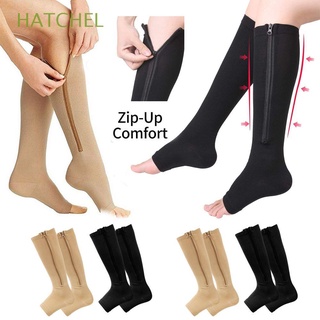 HATCHEL Professional Women Stockings Long Open Toes Knee High Socks Varicose Vein Convenient Leg Support With Zipper Thick Sports Compression Stockings/Multicolor