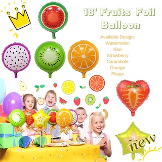 globo de fruta de 18 pulgadas sandía fresa naranja helio globo decoración familiar cumpleaños boda fiesta decoración niño inflable juguete
