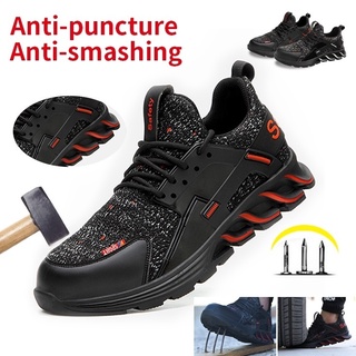 Los hombres de acero puntera zapatos Anti-aplastamiento Anti-piercing zapatos de seguridad transpirable zapatillas de deporte desodorante zapatos de trabajo